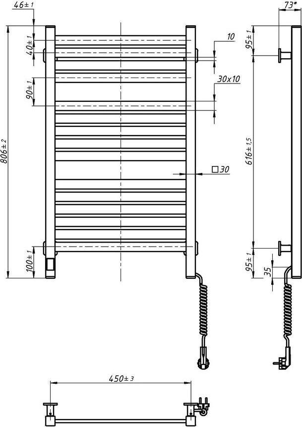 Полотенцесушитель Navin электрический Авангард Х, 800х480х71мм, Wi-Fi, сталь, белый (12-172055-4880) фото 2