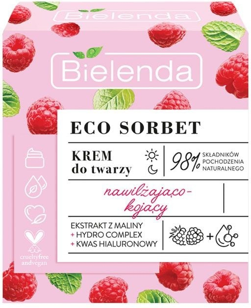Крем для лица Bielenda Eco Sorbet Малина увлажняющая и успокаивающая 50 мл фото 