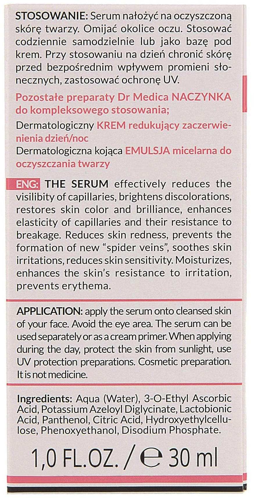 Дерматологічна сироватка Bielenda Dr Medica Capillaries для зменшення видимості капілярів гіпоалергенна день/ніч 30 млфото