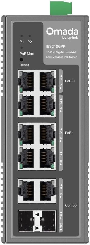 Комутатор TP-LINK Omada 6xGE (PoE+), 2хGE (PoE++) 2xGE/SFP, WebSmart (IES210GPP)фото2