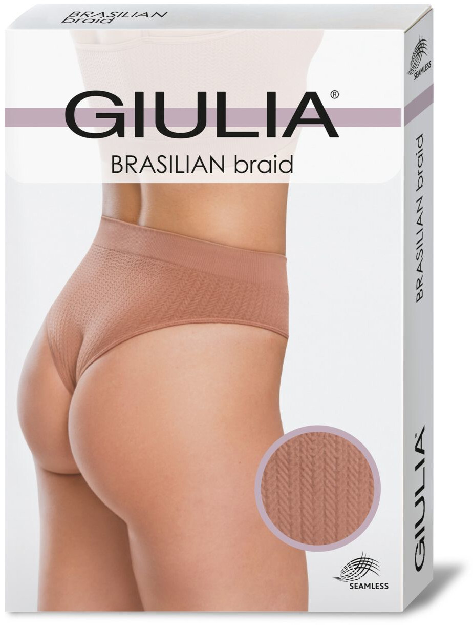 Труси бразиліана безшовні Giulia Brasilian Briefs Braid S/M шоколадніфото3