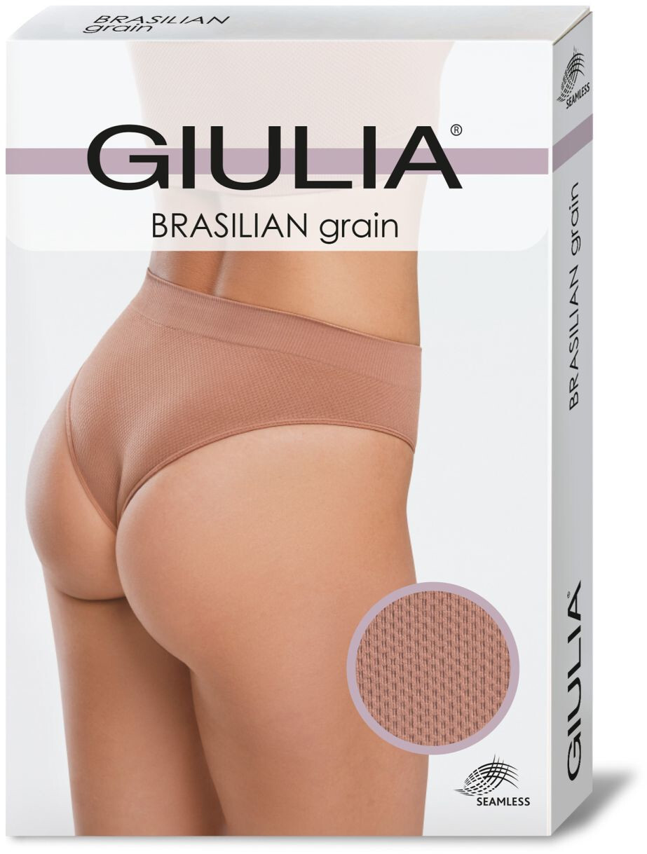 Труси бразиліана безшовні Giulia Brasilian Briefs Grain L/XL жовтіфото4