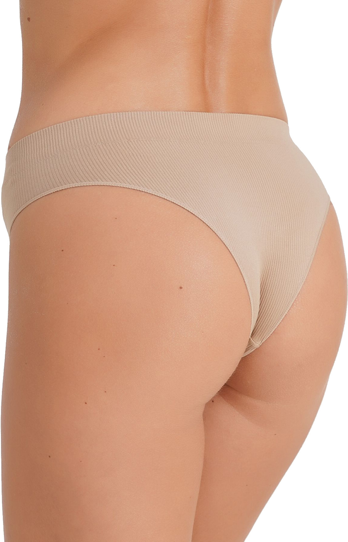 Труси бразиліана безшовні Giulia Brasilian Briefs Rib S/M бежевіфото2