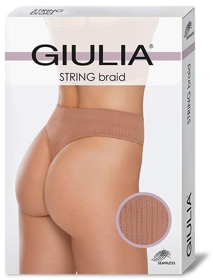 Труси стрінги безшовні Giulia 7540 String Briefs Braid S/M шоколадніфото3