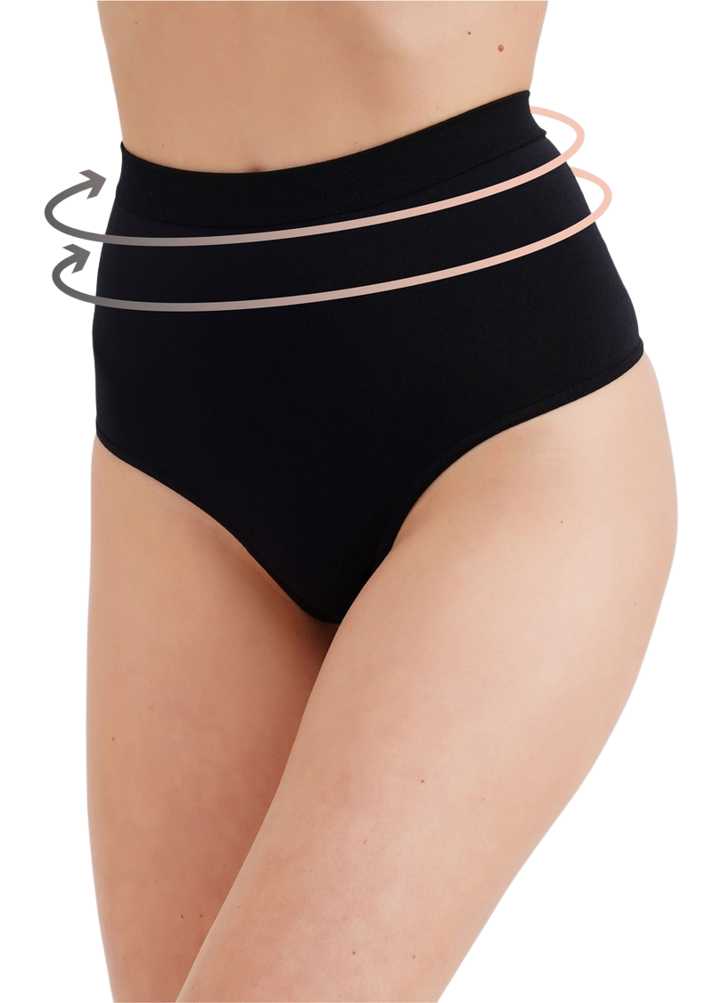 Трусы стринги бесшовные Giulia 7155 String High Waist Modelling XXL черные фото 2