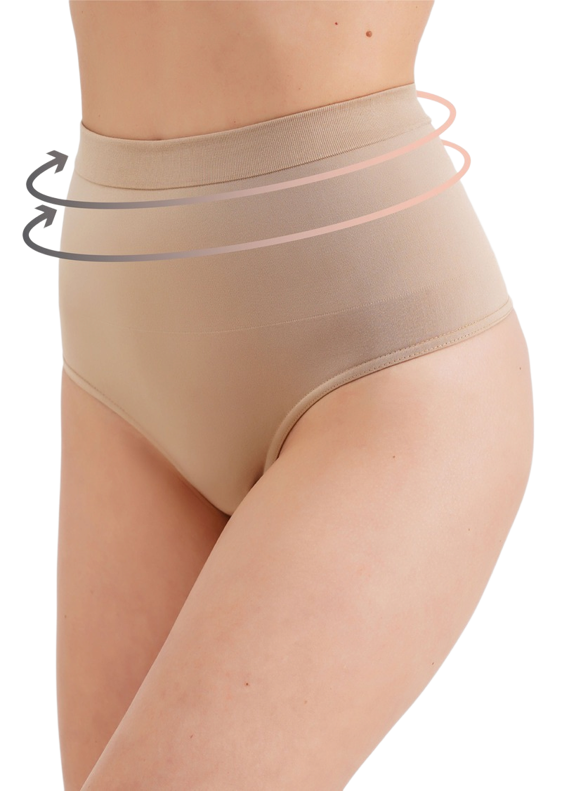 Труси стрінги безшовні Giulia 7155 String High Waist Modelling XXL бежевіфото2