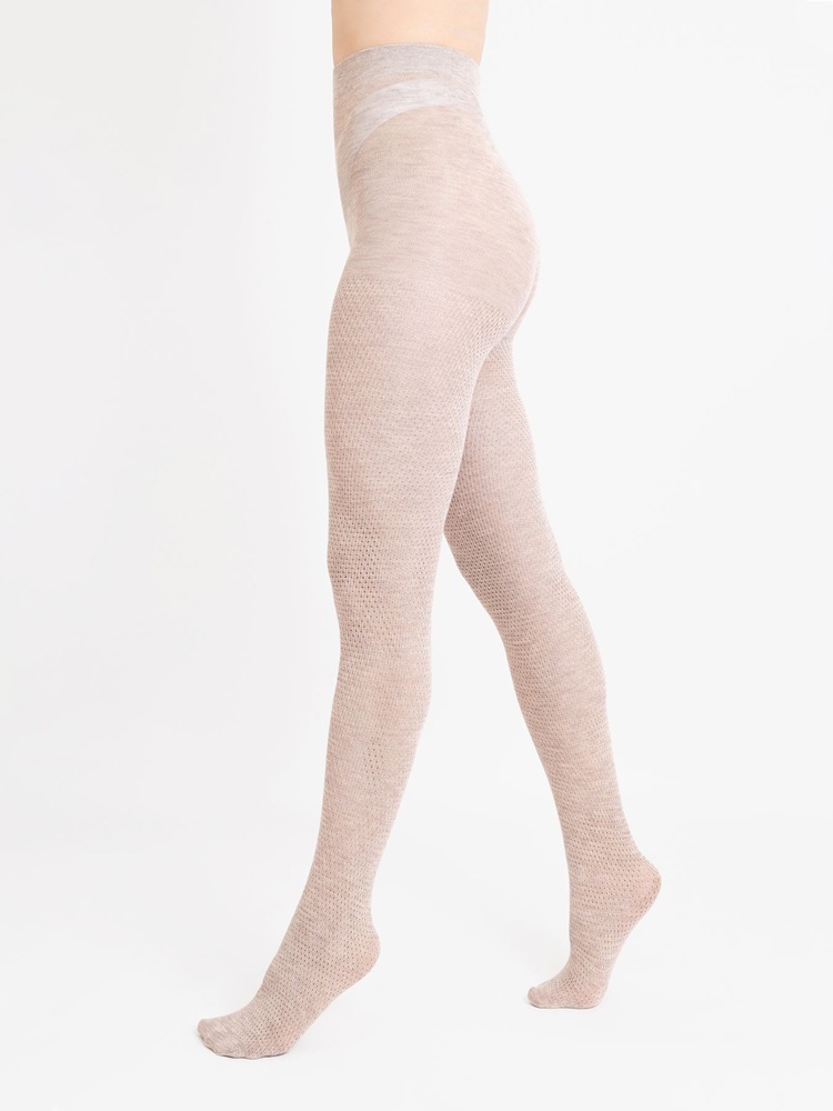 Теплые колготки из вискозы Giulia 7166 Cashmere Fashion Net 120 Den 2p песочные фото 3