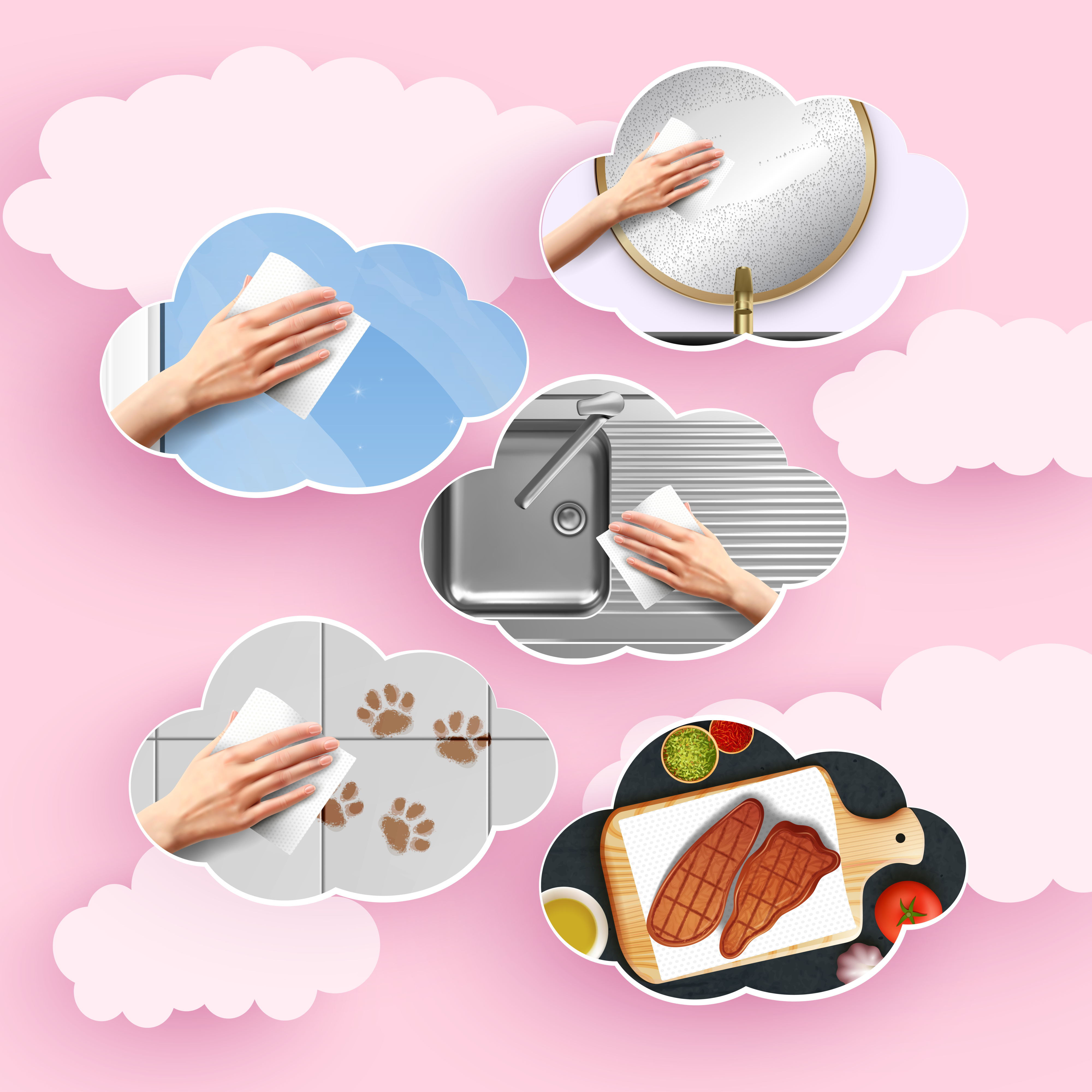 Рушники паперові Softa Chisto Royal Roll целюлозні на гільзі 1 рулон 3 шари 350 відривівфото