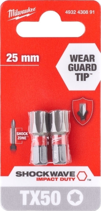 Біти Milwaukee Shockwave, TX50х25мм, набір 2шт (4932430891)фото