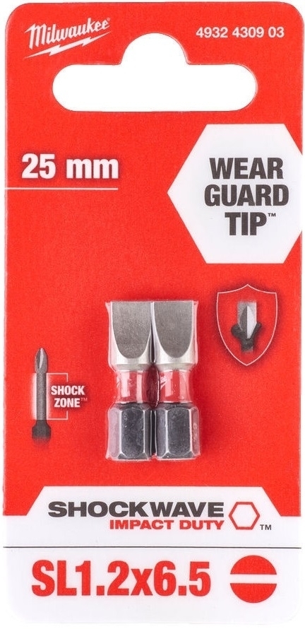 Біти Milwaukee Shockwave, SL1, 2x6, 5х25мм, набір 2шт (4932430903)фото