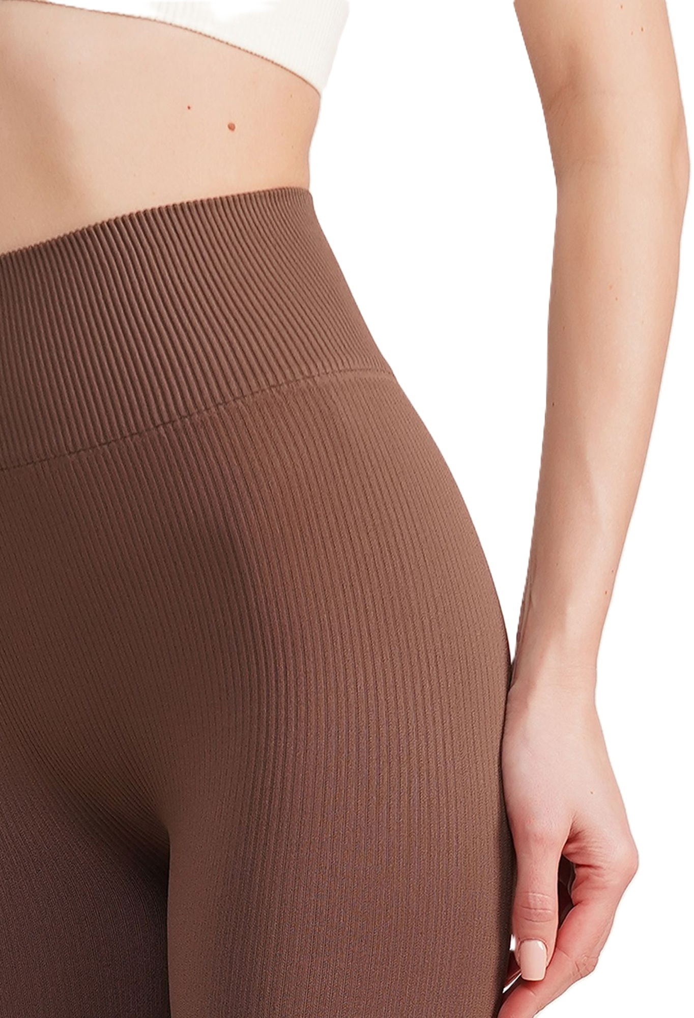 Леггинсы с микрофибры Giulia 7554 Leggings Rib 02 S/M коричневые фото 3