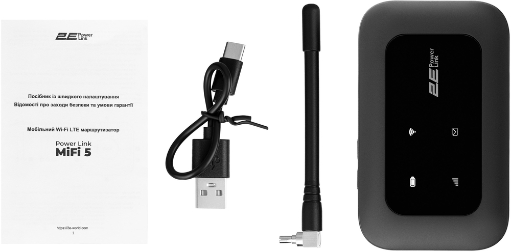 Мобільний 4G Wi-Fi роутер 2E PowerLink (MiFi-2 2025) Black (794300866717)фото