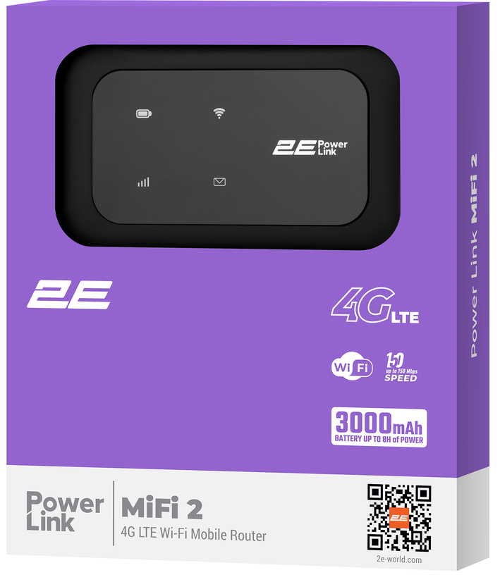 Мобільний 4G Wi-Fi роутер 2E PowerLink (MiFi-2 2025) Black (794300866717)фото