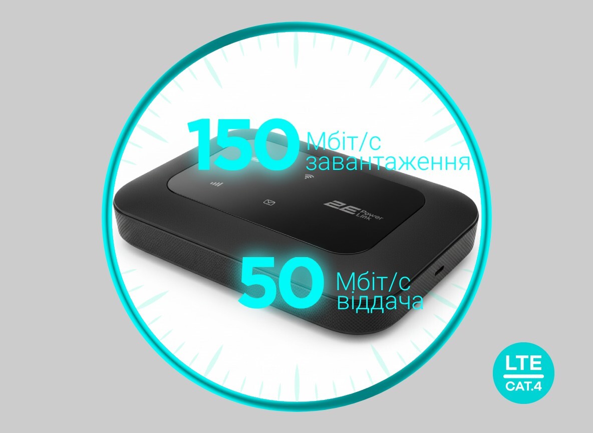 Мобильный 4G Wi-Fi роутер 2E PowerLink (MiFi-5 2025) Black (794300866700) фото 