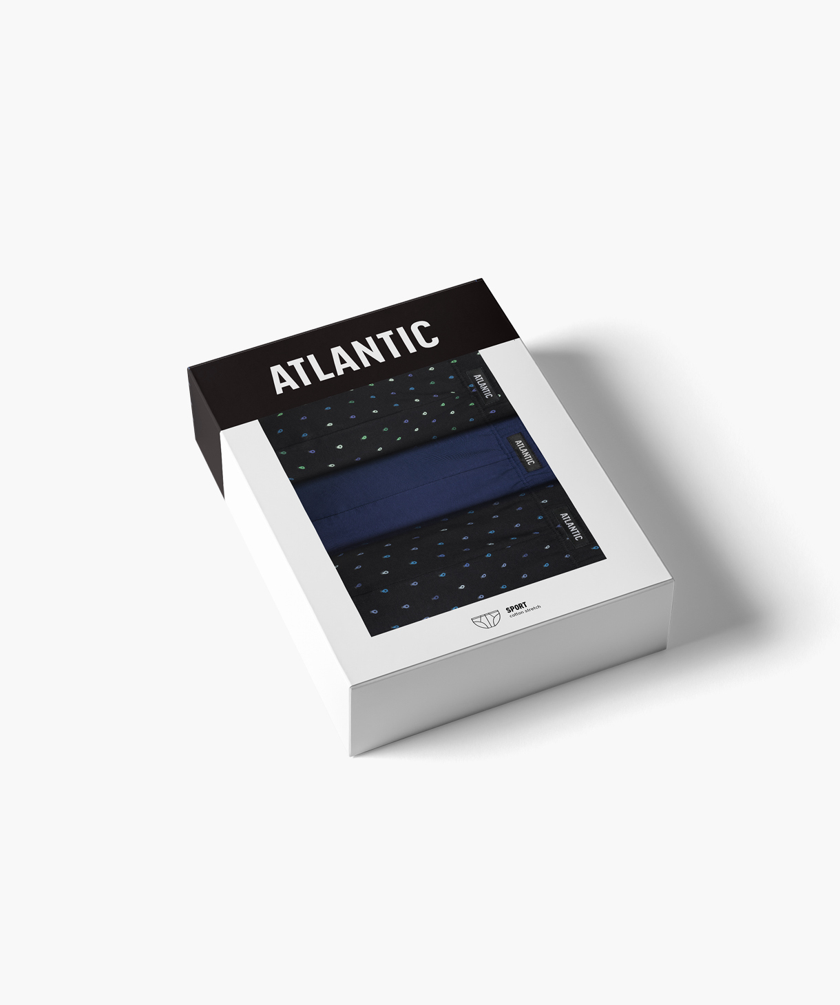 Набір трусів чоловічих спорт Atlantic 3MP-204 3шт. S чорні/блакитніфото