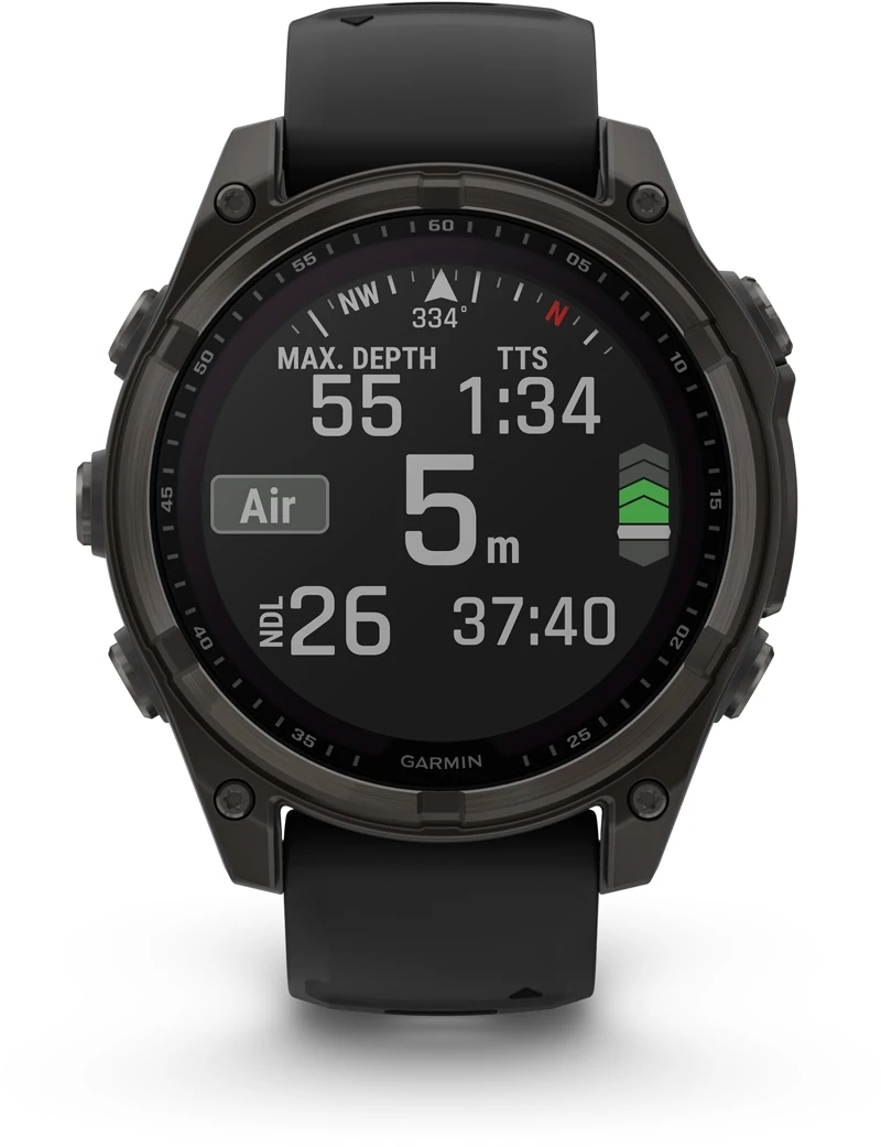Смарт-годинник Garmin Fenix 8 47mmSaph SolarCrbnGry Ti/BlkBlk/PblGryBnd (010-02906-11)фото