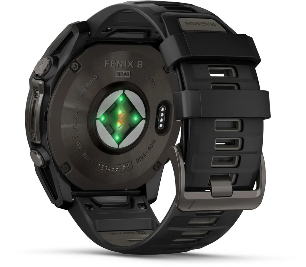 Смарт-часы Garmin Fenix 8 51mm Saph Solar CrbnGry Ti/Blk Blk/PblGryBnd (010-02907-11) фото 