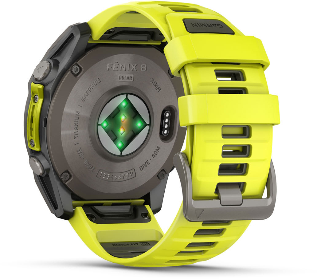 Смарт-годинник Garmin Fenix 8 51mm Saph Solar BareTi/Graphite AmpYe/GrphBnd (010-02907-21)фото