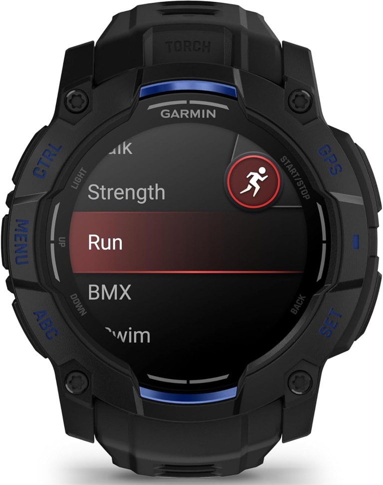 Смарт-годинник Garmin Instinct 3 50mm AMOLED Black with Bolt Blue Accents (010-03020-03)фото