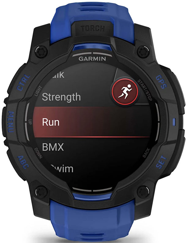 Смарт-годинник Garmin Instinct 3 45mm AMOLED Black with Bolt Blue Band (010-02936-03)фото