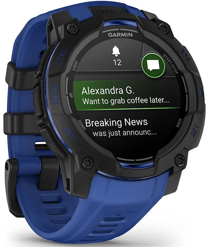 Смарт-годинник Garmin Instinct 3 45mm AMOLED Black with Bolt Blue Band (010-02936-03)фото