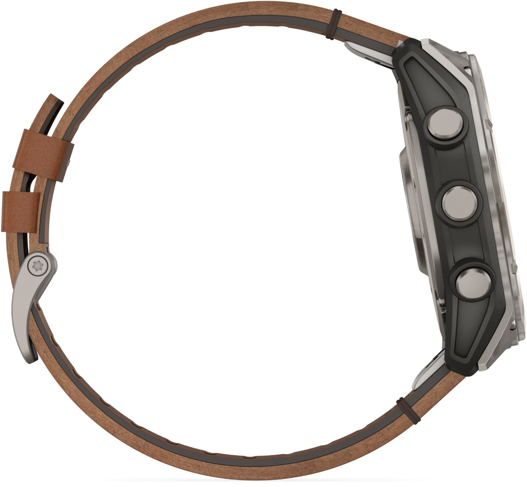 Смарт-часы Garmin Fenix 8 51mm AMOLED Sapphire Bare Ti Blk/Chsnt Lthr (010-02905-40) фото 