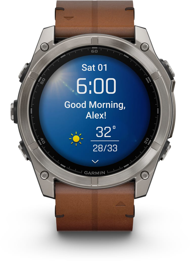 Смарт-часы Garmin Fenix 8 51mm AMOLED Sapphire Bare Ti Blk/Chsnt Lthr (010-02905-40) фото 