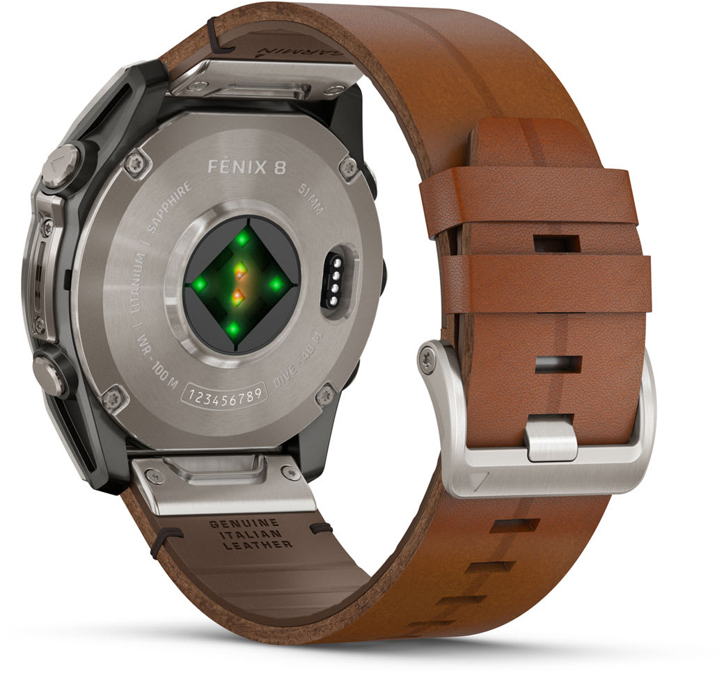 Смарт-часы Garmin Fenix 8 51mm AMOLED Sapphire Bare Ti Blk/Chsnt Lthr (010-02905-40) фото 