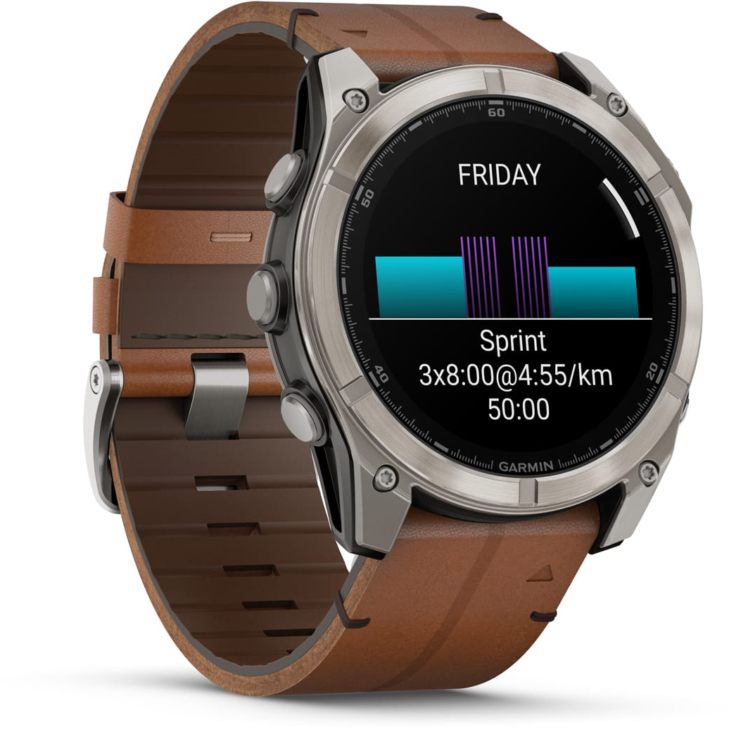 Смарт-часы Garmin Fenix 8 51mm AMOLED Sapphire Bare Ti Blk/Chsnt Lthr (010-02905-40) фото 