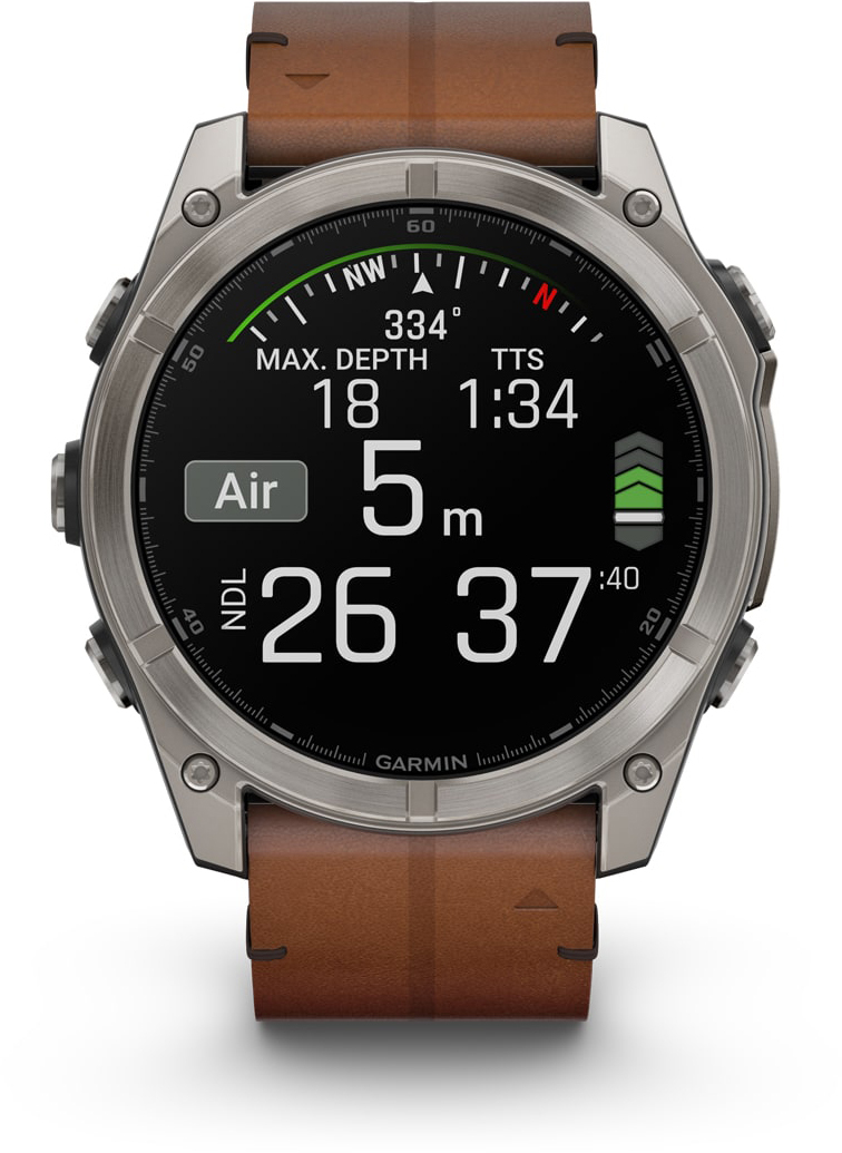 Смарт-часы Garmin Fenix 8 51mm AMOLED Sapphire Bare Ti Blk/Chsnt Lthr (010-02905-40) фото 