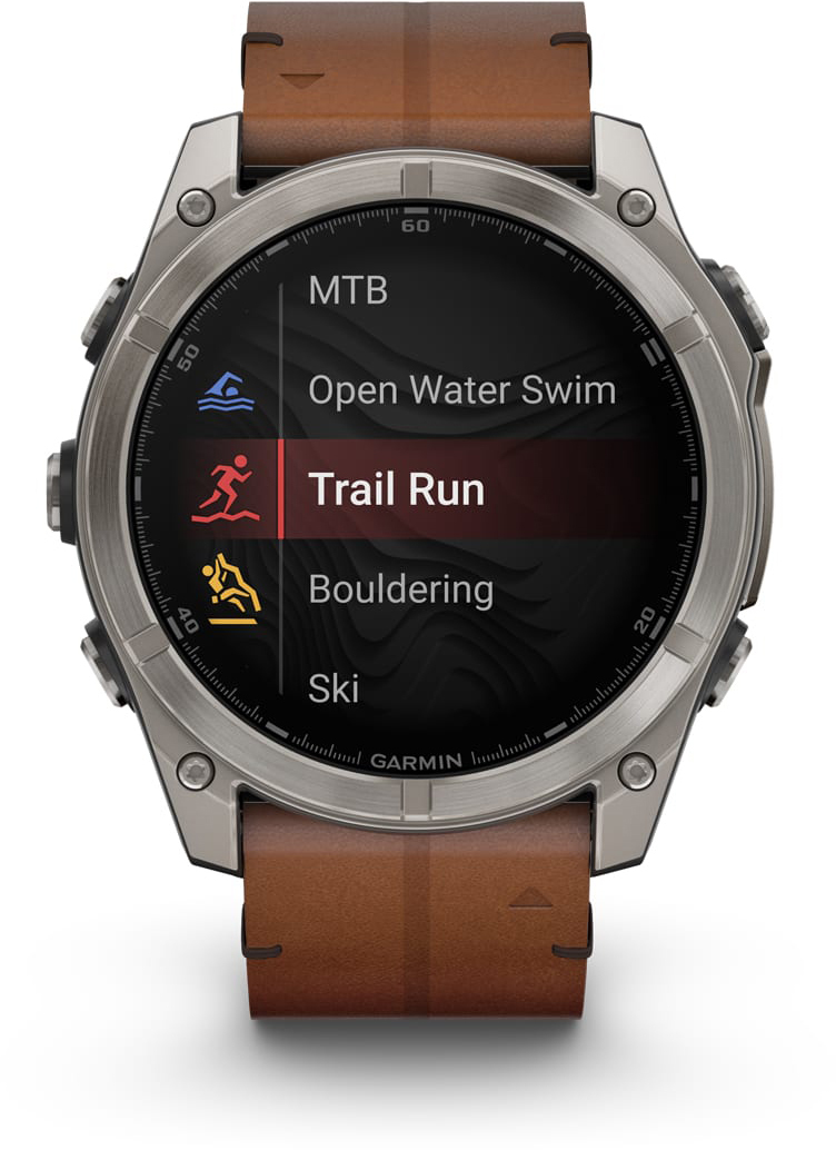 Смарт-часы Garmin Fenix 8 51mm AMOLED Sapphire Bare Ti Blk/Chsnt Lthr (010-02905-40) фото 