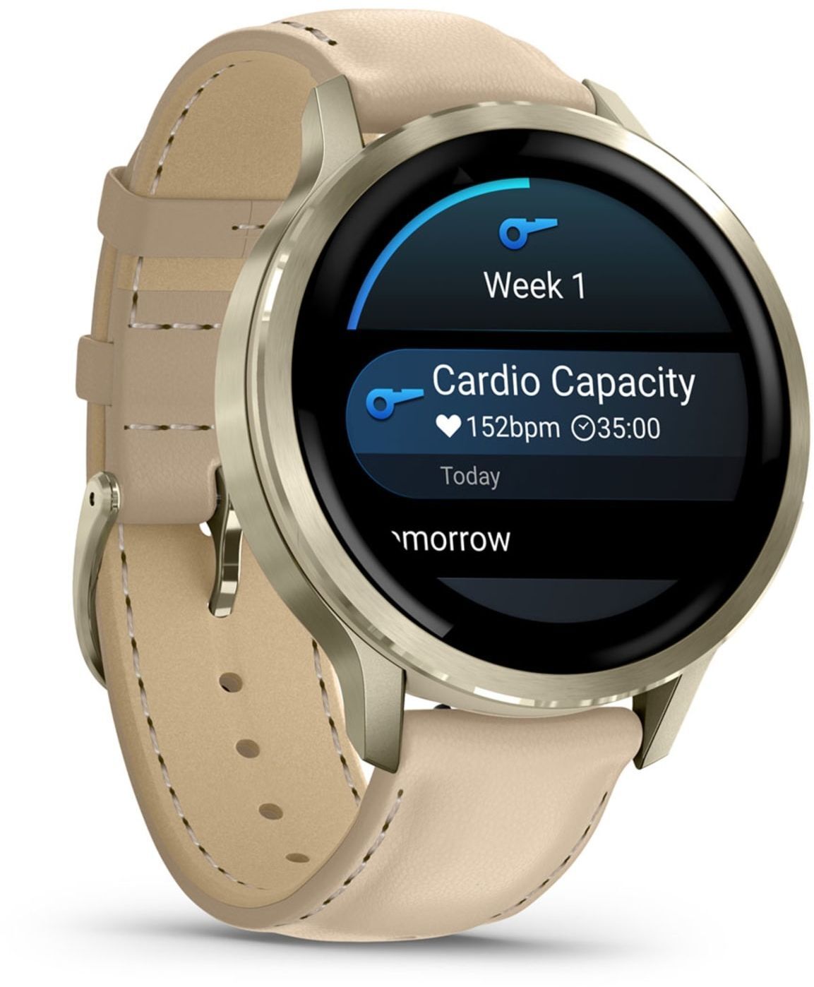 Смарт-годинник Garmin Venu 4 (41mm) Beige w/ Lunar Gold + Leather (010-03013-03)фото