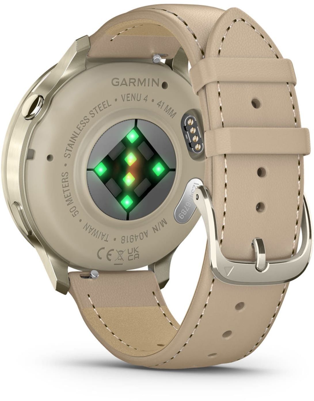 Смарт-годинник Garmin Venu 4 (41mm) Beige w/ Lunar Gold + Leather (010-03013-03)фото