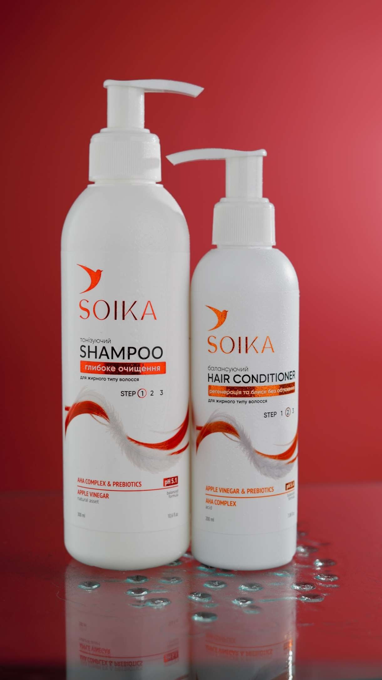 Шампунь для жирного волосся Soika Глибоке очищення з комплексом АНА кислот та яблучним оцтом 300 млфото3