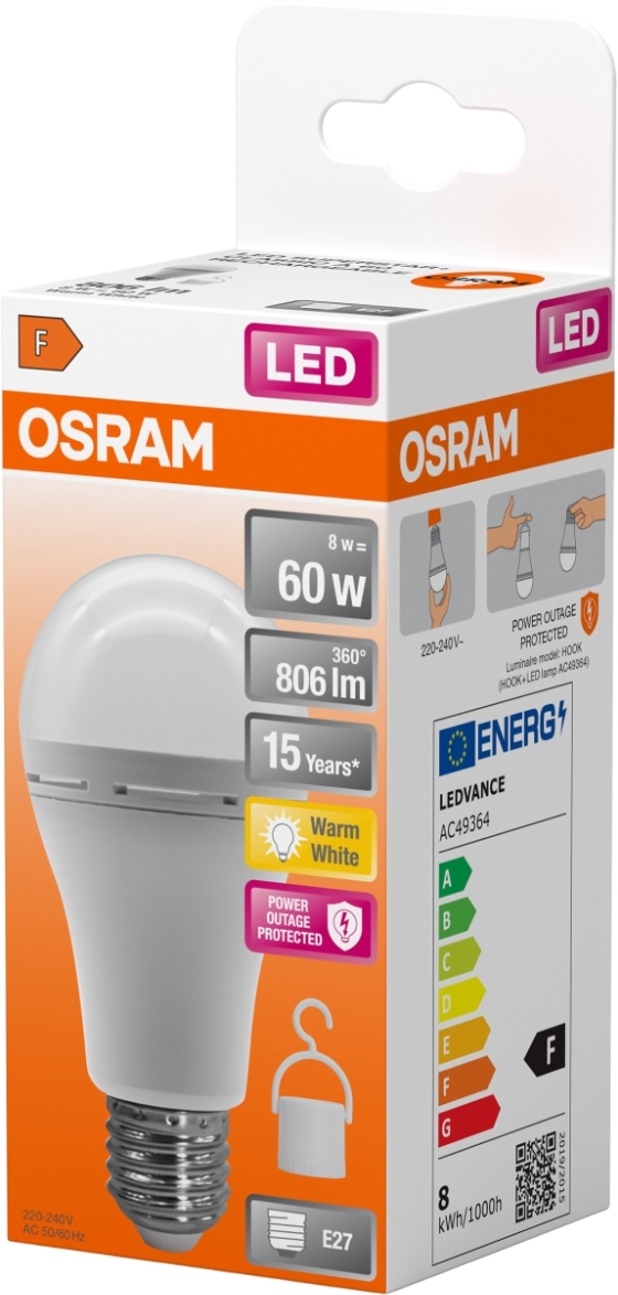 Лампа акумуляторна Osram LED A60 8Вт 806Лм 2700К E27 (4099854190087)фото8