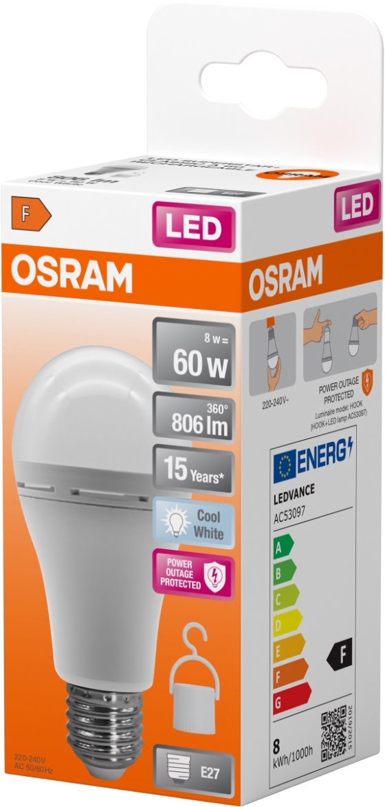 Лампа акумуляторна Osram LED A60 8Вт 806Лм 4000К E27 (4099854190131)фото8