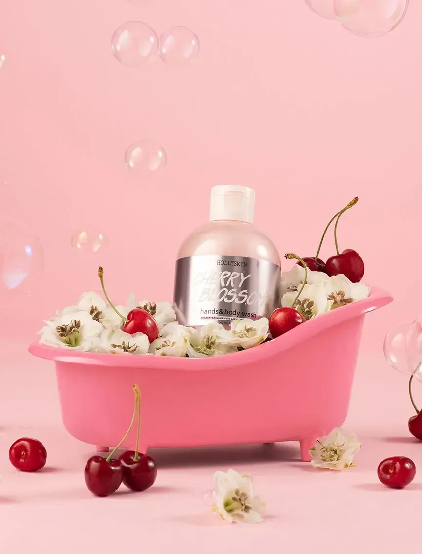 Гель для мытья рук и тела Hollyskin Cherry Blossom Увлажняющий 300 мл фото 2