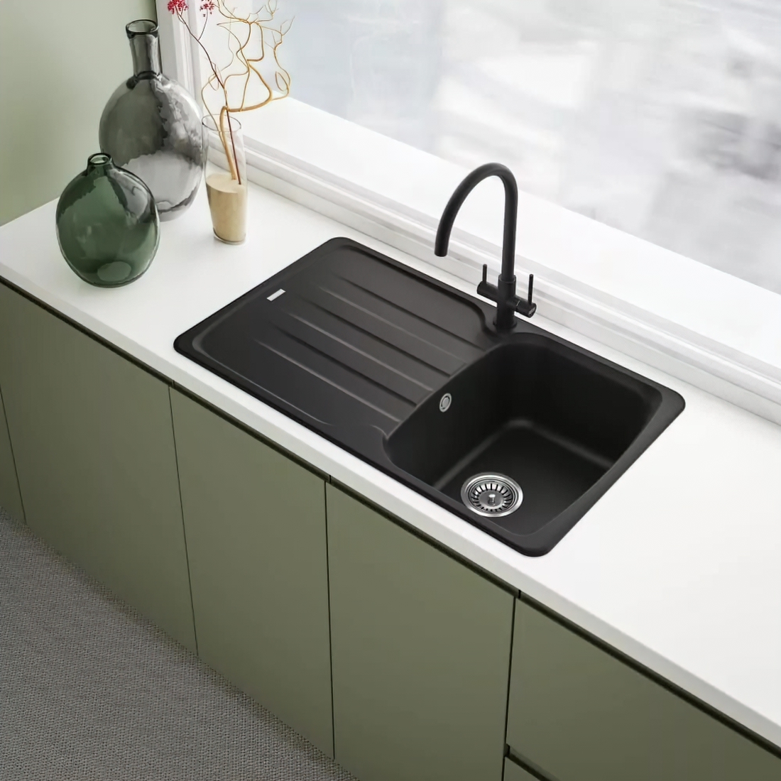 Смеситель для кухни Franke Lina Clear Water, 216 мм, поворотный, черный матовый (160.0702.681) фото 