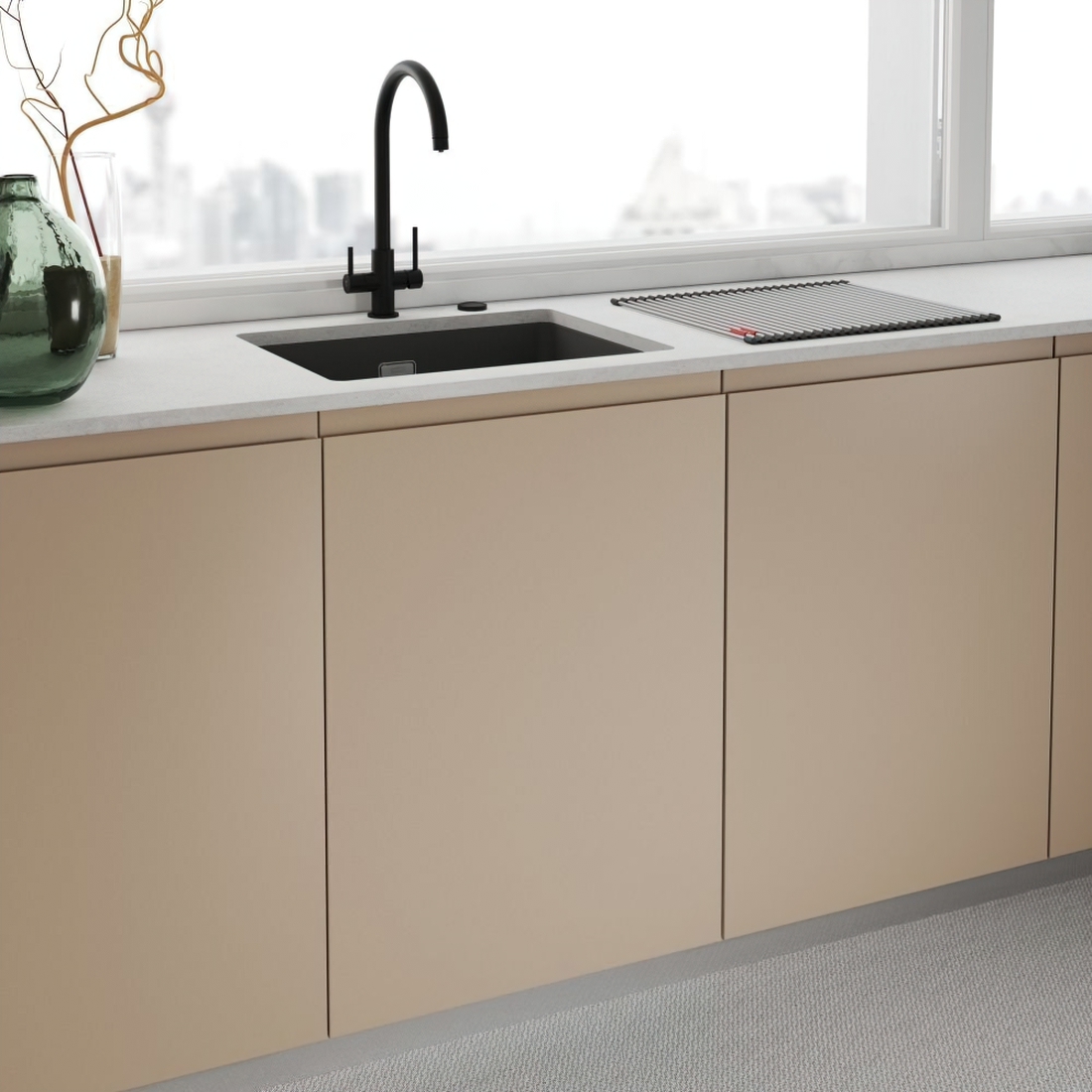 Смеситель для кухни Franke Lina Clear Water, 216 мм, поворотный, черный матовый (160.0702.681) фото 