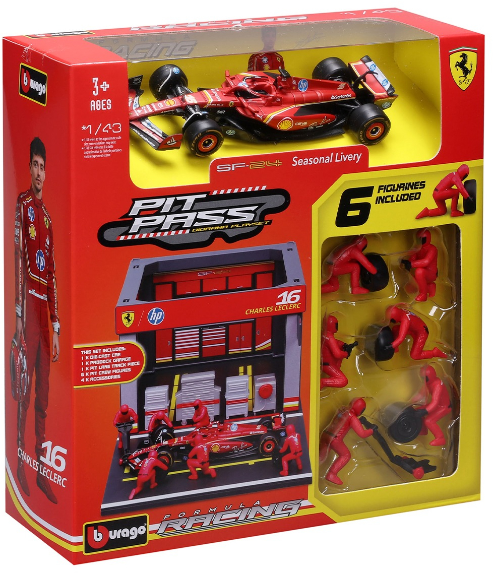 Игровой набор Bburago - Pit Pass Ferrari SF-24 (1:43) (18-36862 (#16)) фото 