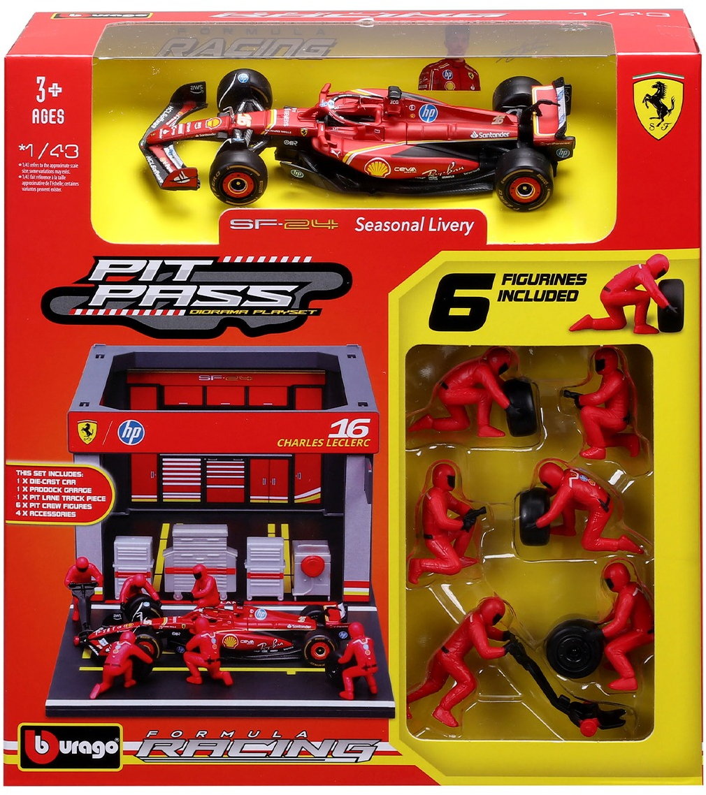 Игровой набор Bburago - Pit Pass Ferrari SF-24 (1:43) (18-36862 (#16)) фото 