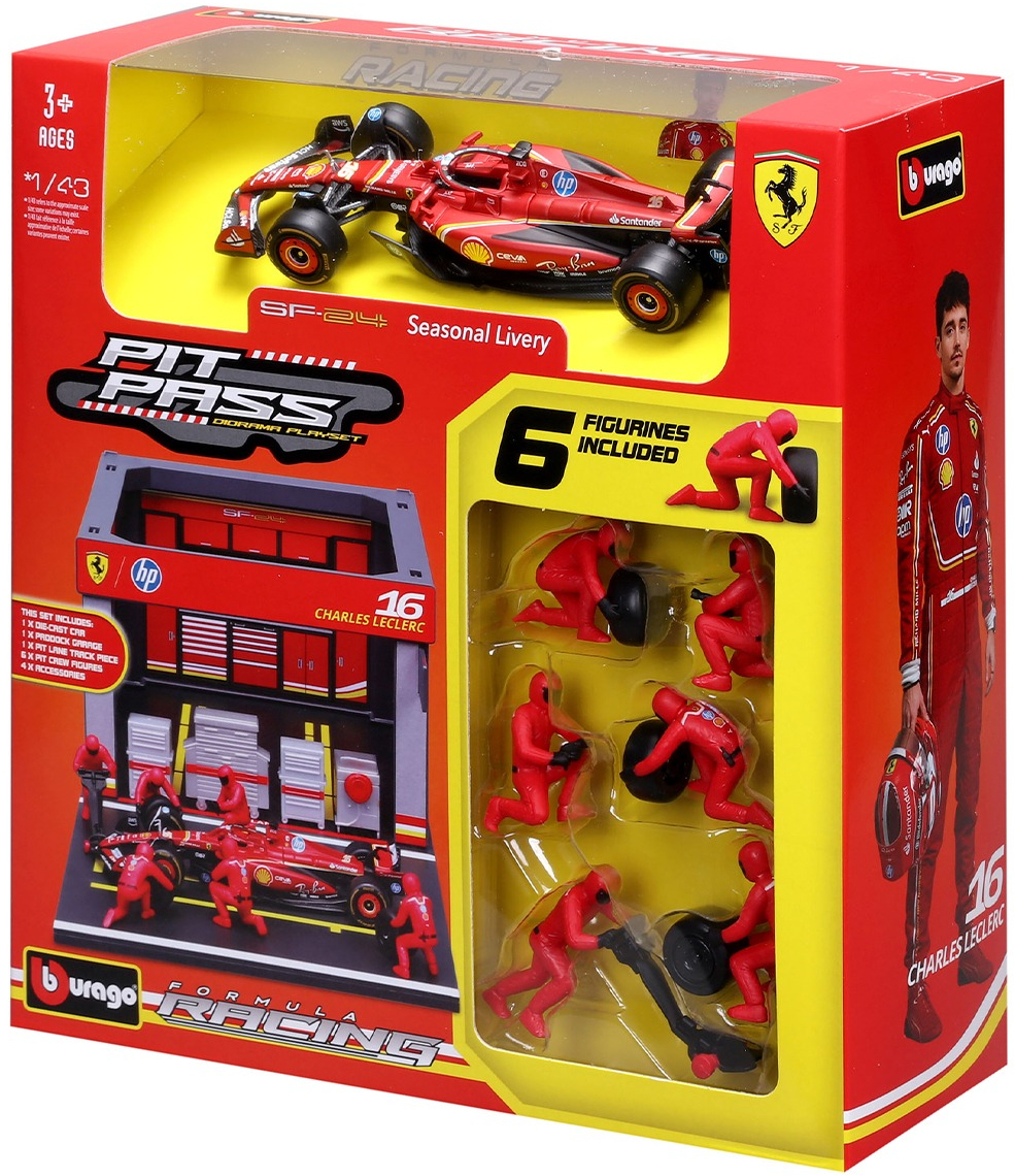 Игровой набор Bburago - Pit Pass Ferrari SF-24 (1:43) (18-36862 (#16)) фото 