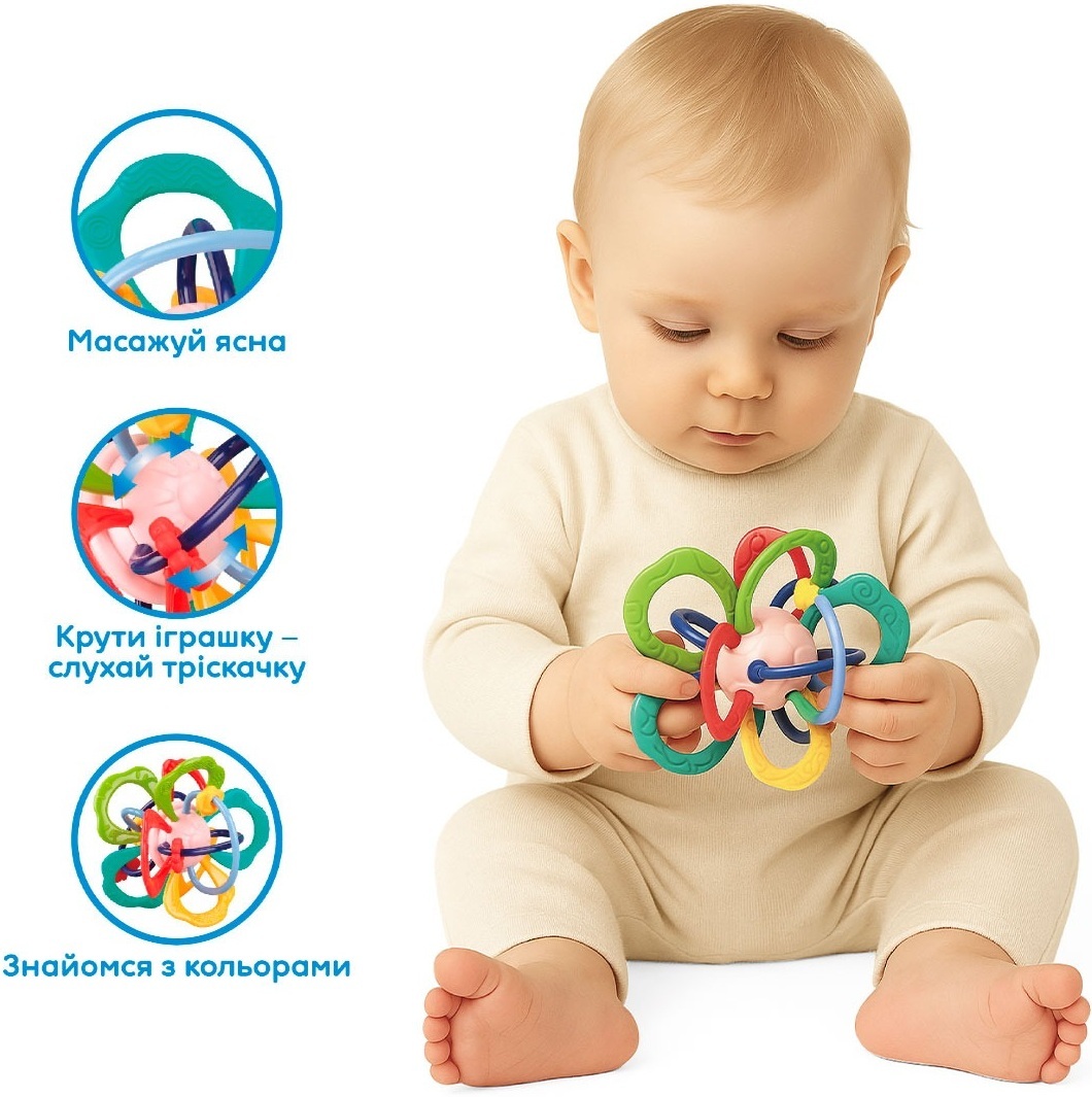 Розвиваюча іграшка-прорізувач Kiddi Smart - Барвиста Квітка (DM321-UA)фото2