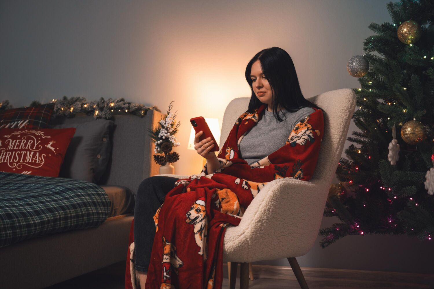 Набор пледов ARDESTO Christmas 160х200см рождественские корги, пряники имбирные (ART0119PB_ART0118PB) фото