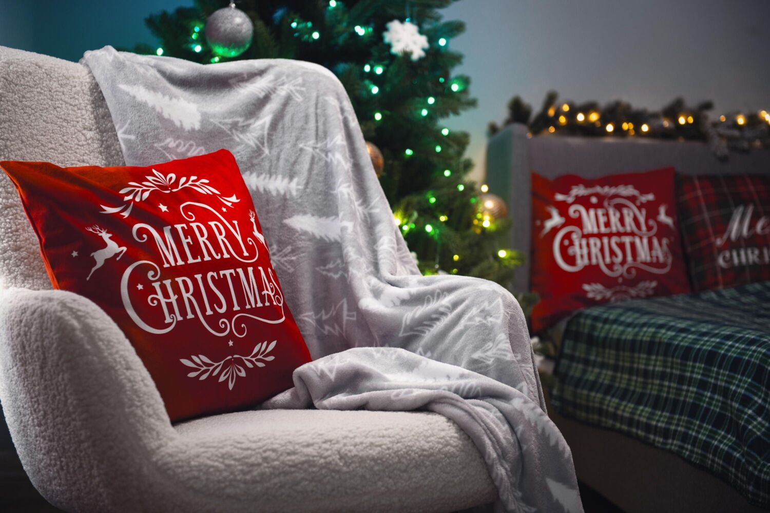 Набор пледов ARDESTO Christmas 160х200см имбирные домики,елки (ART0121PB_ART0110PB) фото