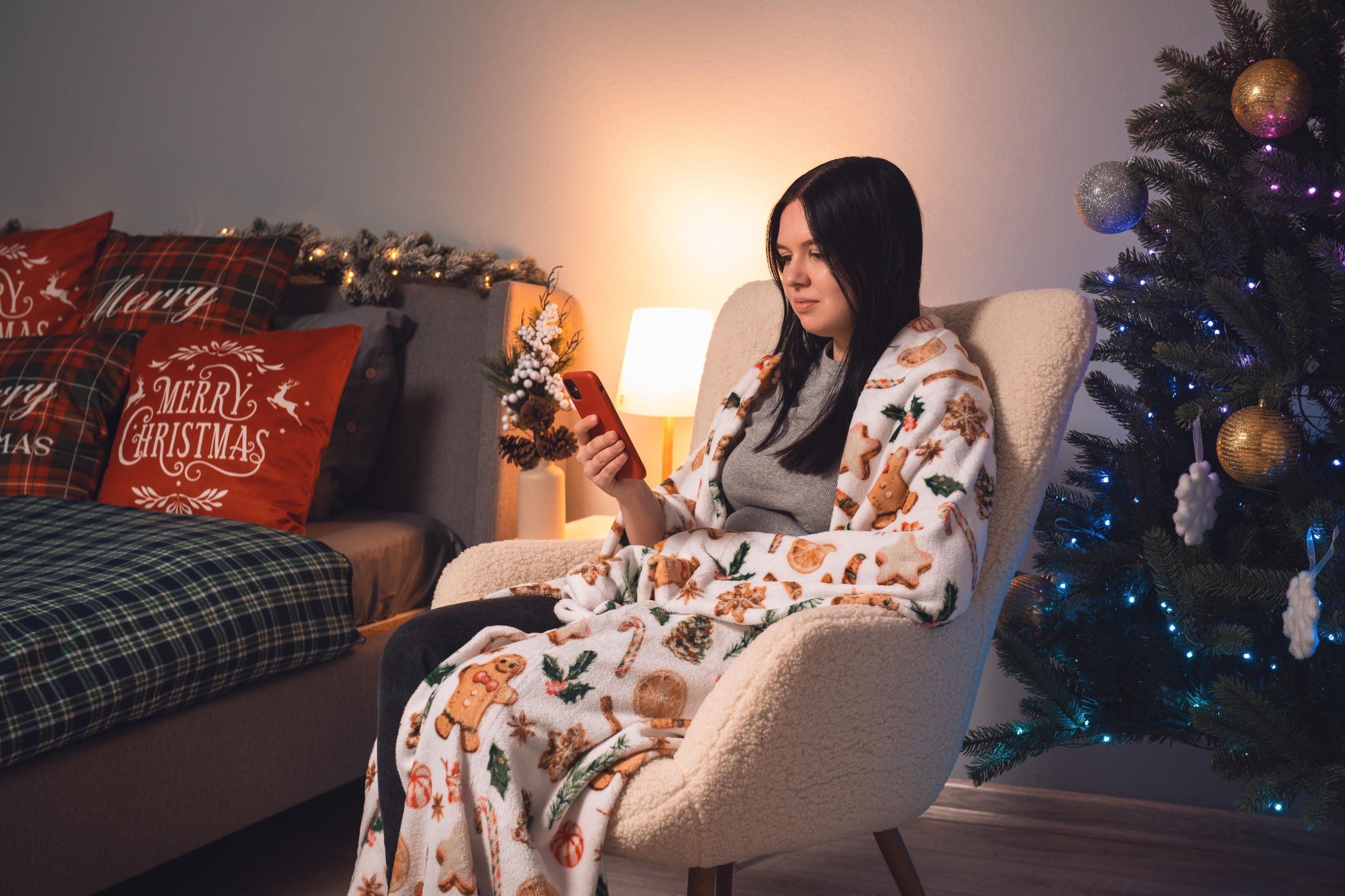 Набор пледов ARDESTO Christmas 160х200см имбирные домики, пряники (ART0121PB_ART0118PB) фото 2