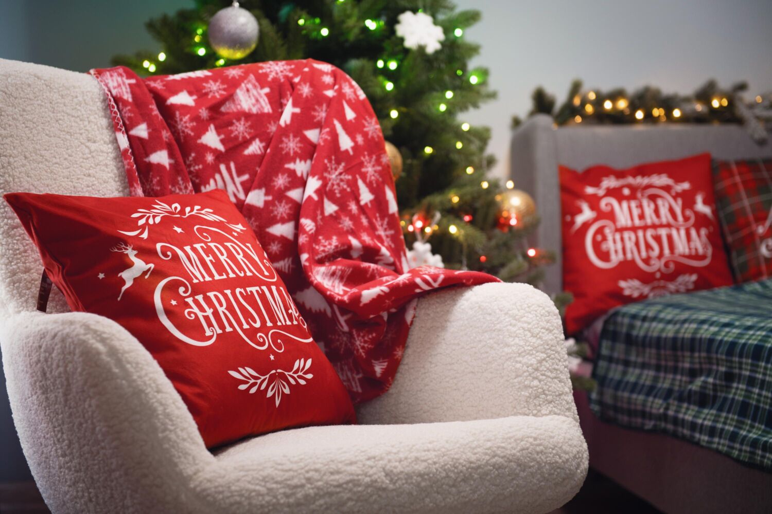 Набор пледов ARDESTO Fleece 130x160см,заснеженные елки, олени (ART0715PB_ART0716PB) фото