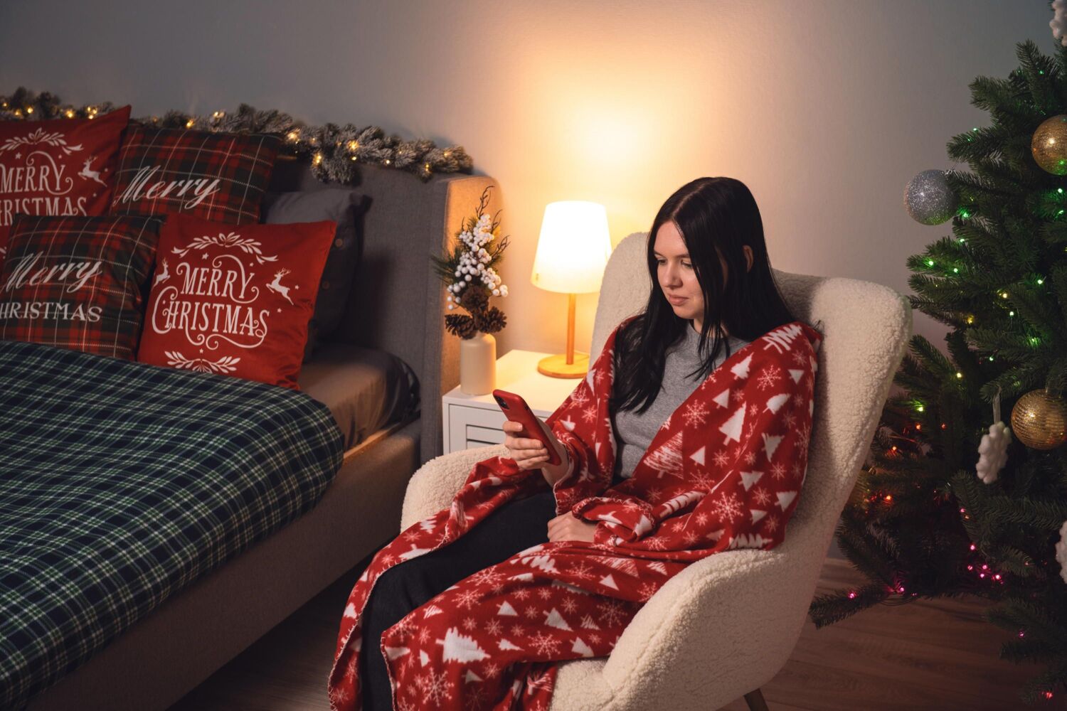 Набор пледов ARDESTO Fleece 130x160см,заснеженные елки, олени (ART0715PB_ART0716PB) фото