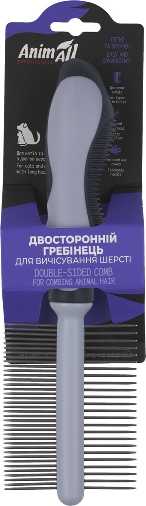 Расческа двухсторонняя AnimAll для вычесывания шерсти всех пород собак и кошек фото 5