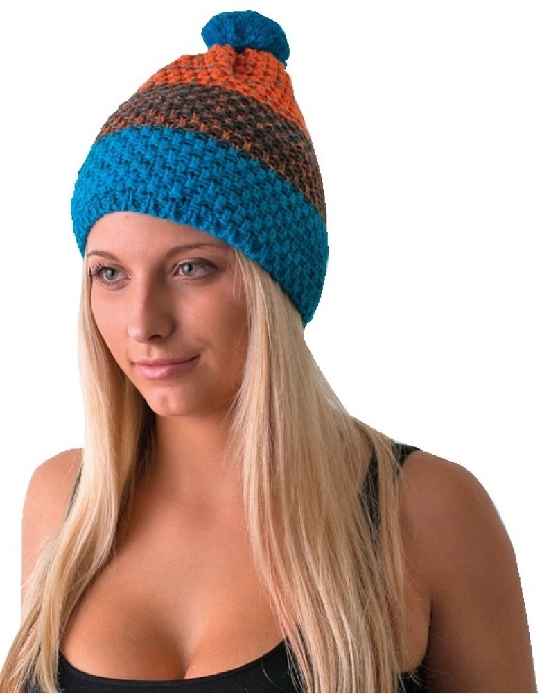 Шапка женская Cofee three rows 3041-18 CO One size оранжевый/бирюзовый фото 3